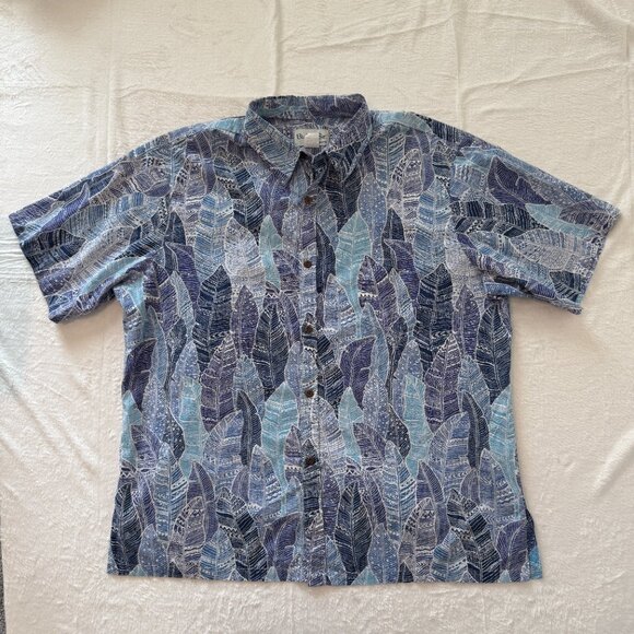 Vintage Bishop St Hawaiian Shirt Mens 2XL Blue Button Up Floral Short Sleeve - Picture 1 of 5